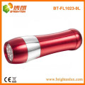 Fabrik Versorgung Logo Druck Aluminium Material 3 * aaa Batterie angetrieben 9 LED Günstige Taschenlampe für Outdoor und Gehäuse